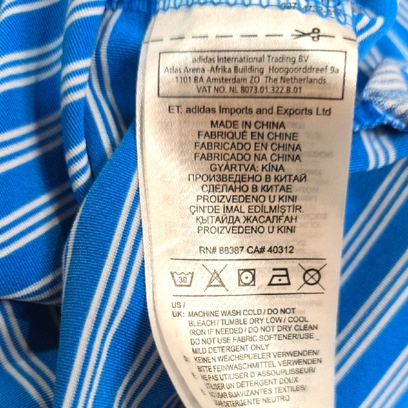 Adidas Blue and White Polo Golf Shirt Classic Striped Design Large - Picture 5 of 6